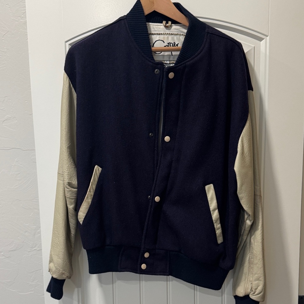 Cooper Collection Navy and Cream Varsity Jacket large